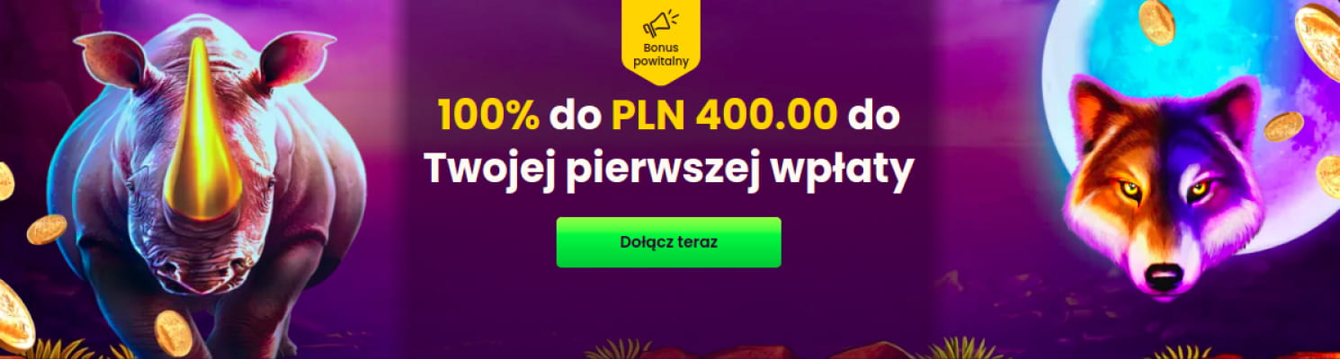 100% do PLN 400.00 do Twojej pierwszej wplaty